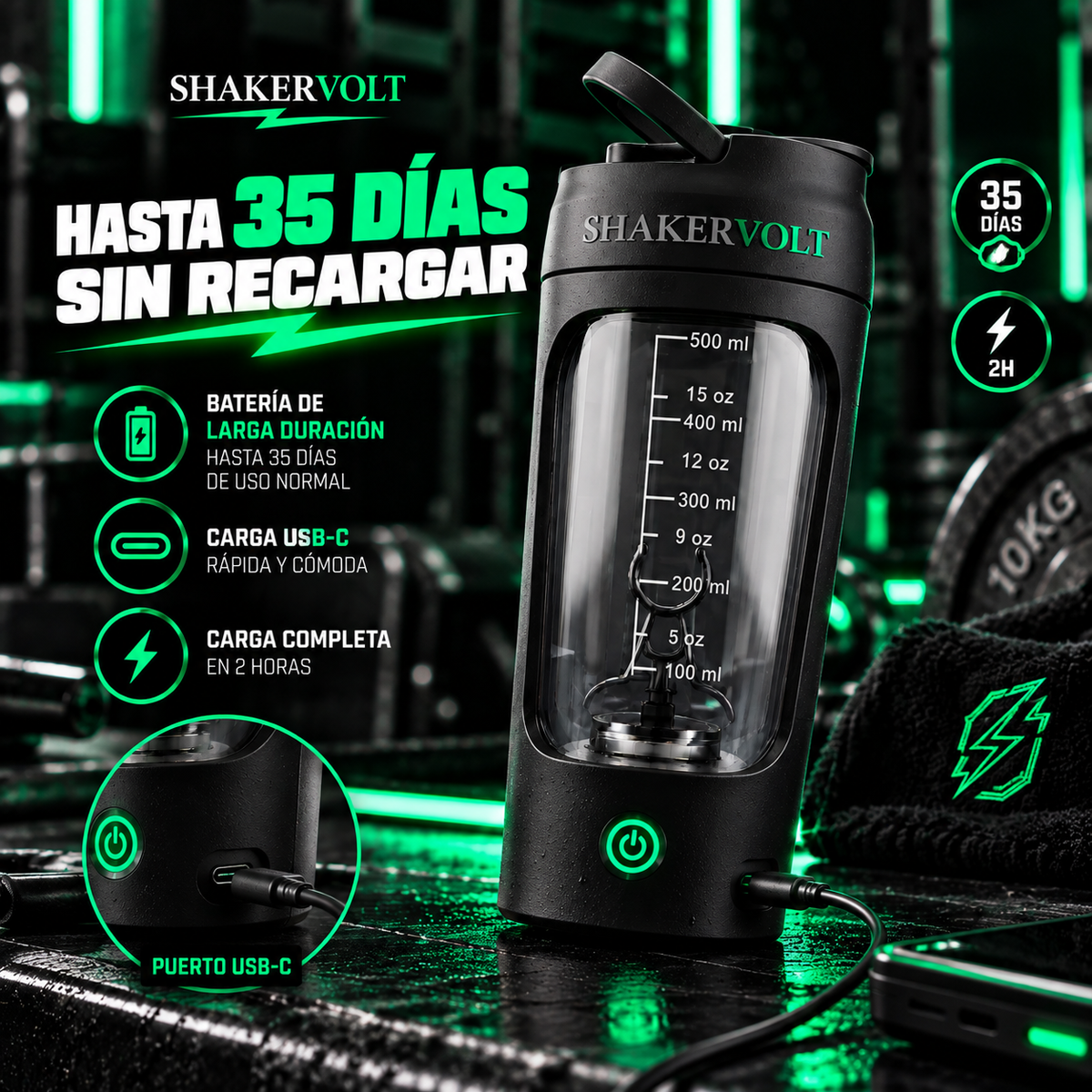 ShakerVolt – Shaker eléctrico para proteína