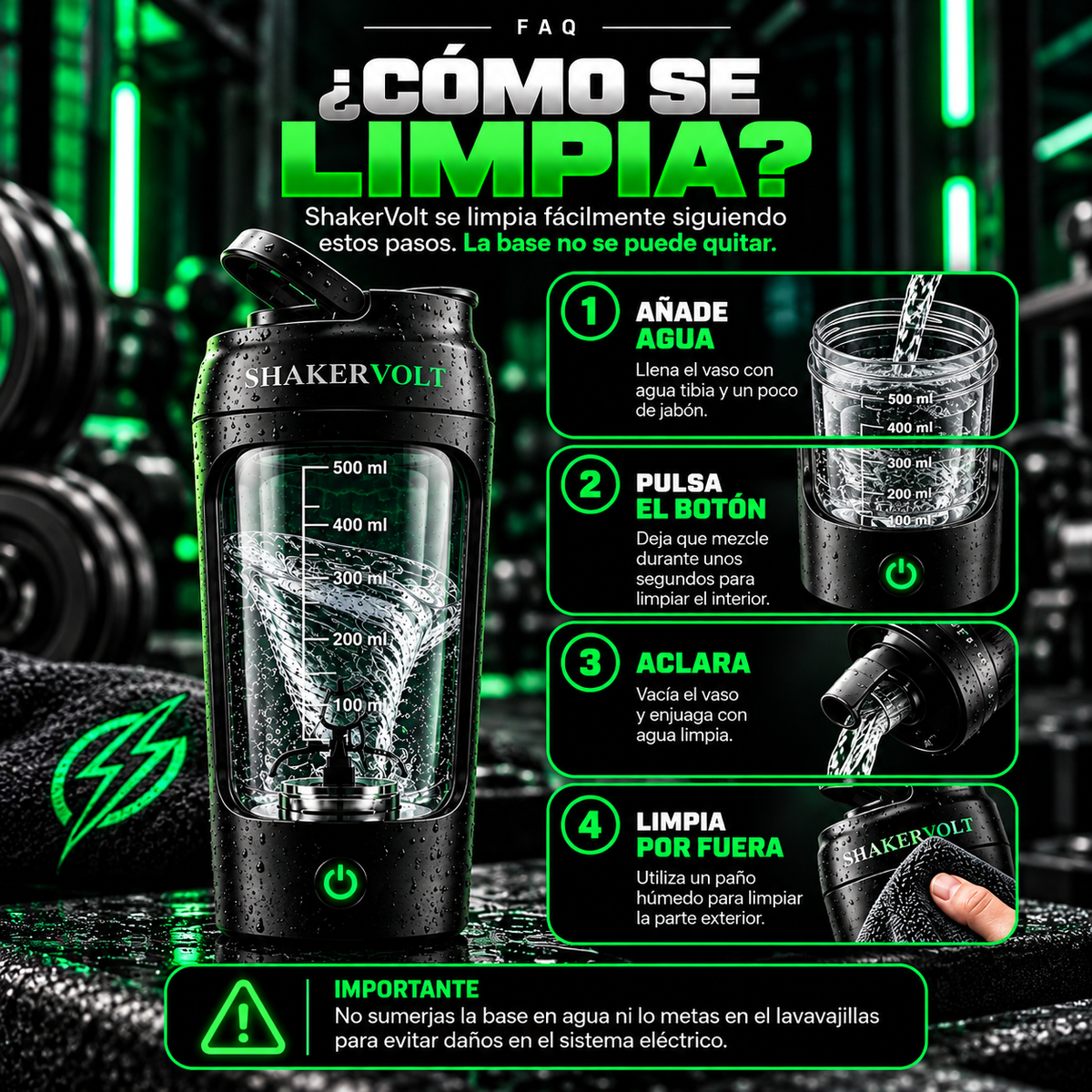 Limpio en unos 10 segundos